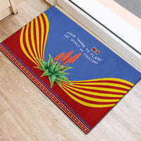 Eswatini Aloe Vera Rubber Doormat with Flag Print and Cultural Motif From Thorn to Flame