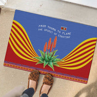 Eswatini Aloe Vera Rubber Doormat with Flag Print and Cultural Motif From Thorn to Flame