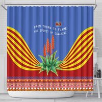 Eswatini Aloe Vera Shower Curtain with Flag Print and Cultural Motif From Thorn to Flame
