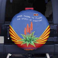 Eswatini Aloe Vera Spare Tire Cover with Flag Print and Cultural Motif From Thorn to Flame