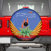 Eswatini Aloe Vera Spare Tire Cover with Flag Print and Cultural Motif From Thorn to Flame