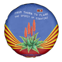 Eswatini Aloe Vera Spare Tire Cover with Flag Print and Cultural Motif From Thorn to Flame