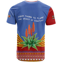 Eswatini Aloe Vera T Shirt with Flag Print and Cultural Motif From Thorn to Flame