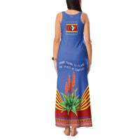 Eswatini Aloe Vera Tank Maxi Dress with Flag Print and Cultural Motif From Thorn to Flame