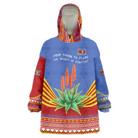 Eswatini Aloe Vera Wearable Blanket Hoodie with Flag Print and Cultural Motif From Thorn to Flame