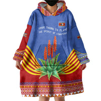 Eswatini Aloe Vera Wearable Blanket Hoodie with Flag Print and Cultural Motif From Thorn to Flame