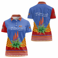 Eswatini Aloe Vera Women Polo Shirt with Flag Print and Cultural Motif From Thorn to Flame