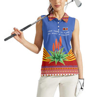 Eswatini Aloe Vera Women Sleeveless Polo Shirt with Flag Print and Cultural Motif From Thorn to Flame