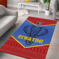 Eswatini Elephant Area Rug with Tribal Print and National Flag Details