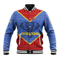 Eswatini Elephant Baseball Jacket with Tribal Print and National Flag Details