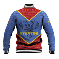 Eswatini Elephant Baseball Jacket with Tribal Print and National Flag Details