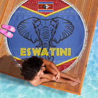 Eswatini Elephant Beach Blanket with Tribal Print and National Flag Details