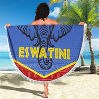 Eswatini Elephant Beach Blanket with Tribal Print and National Flag Details