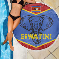 Eswatini Elephant Beach Blanket with Tribal Print and National Flag Details