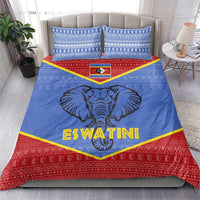 Eswatini Elephant Bedding Set with Tribal Print and National Flag Details