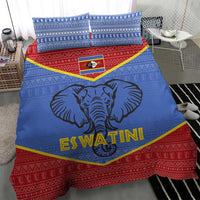 Eswatini Elephant Bedding Set with Tribal Print and National Flag Details