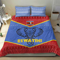 Eswatini Elephant Bedding Set with Tribal Print and National Flag Details
