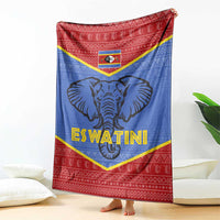 Eswatini Elephant Blanket with Tribal Print and National Flag Details