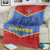 Eswatini Elephant Blanket with Tribal Print and National Flag Details