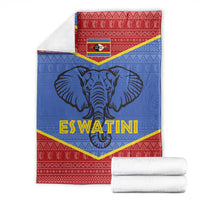 Eswatini Elephant Blanket with Tribal Print and National Flag Details