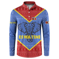 Eswatini Elephant Button Sweatshirt with Tribal Print and National Flag Details