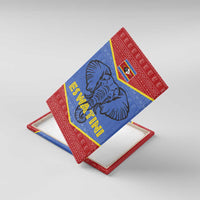 Eswatini Elephant Canvas Wall Art with Tribal Print and National Flag Details