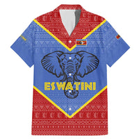 Eswatini Elephant Family Matching Mermaid Dress and Hawaiian Shirt with Tribal Print and National Flag Details