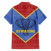 Eswatini Elephant Family Matching Off Shoulder Maxi Dress and Hawaiian Shirt with Tribal Print and National Flag Details