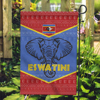 Eswatini Elephant Garden Flag with Tribal Print and National Flag Details