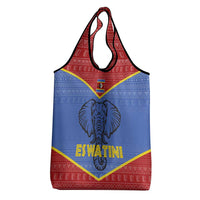 Eswatini Elephant Grocery Bag with Tribal Print and National Flag Details