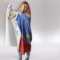Eswatini Elephant Hooded Blanket with Tribal Print and National Flag Details