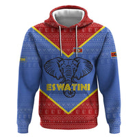 Eswatini Elephant Hoodie with Tribal Print and National Flag Details