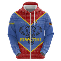 Eswatini Elephant Hoodie with Tribal Print and National Flag Details