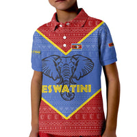 Eswatini Elephant Kid Polo Shirt with Tribal Print and National Flag Details