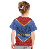 Eswatini Elephant Kid T Shirt with Tribal Print and National Flag Details