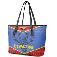 Eswatini Elephant Leather Tote Bag with Tribal Print and National Flag Details