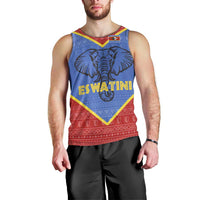 Eswatini Elephant Men Tank Top with Tribal Print and National Flag Details
