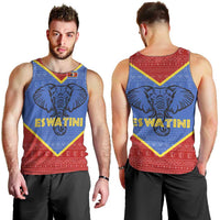 Eswatini Elephant Men Tank Top with Tribal Print and National Flag Details