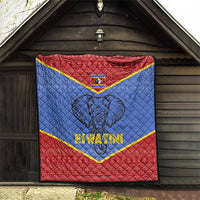 Eswatini Elephant Quilt with Tribal Print and National Flag Details