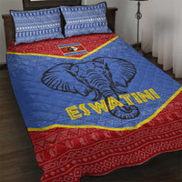Eswatini Elephant Quilt Bed Set with Tribal Print and National Flag Details