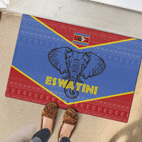 Eswatini Elephant Rubber Doormat with Tribal Print and National Flag Details