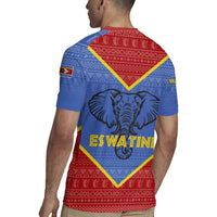Eswatini Elephant Rugby Jersey with Tribal Print and National Flag Details