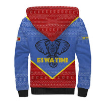 Eswatini Elephant Sherpa Hoodie with Tribal Print and National Flag Details