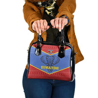 Eswatini Elephant Shoulder Handbag with Tribal Print and National Flag Details