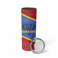 Eswatini Elephant Skinny Tumbler with Tribal Print and National Flag Details