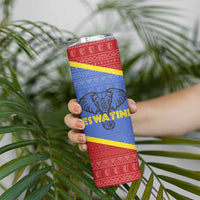 Eswatini Elephant Skinny Tumbler with Tribal Print and National Flag Details