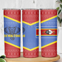 Eswatini Elephant Skinny Tumbler with Tribal Print and National Flag Details