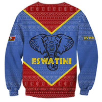 Eswatini Elephant Sweatshirt with Tribal Print and National Flag Details