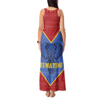Eswatini Elephant Tank Maxi Dress with Tribal Print and National Flag Details