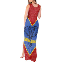 Eswatini Elephant Tank Maxi Dress with Tribal Print and National Flag Details